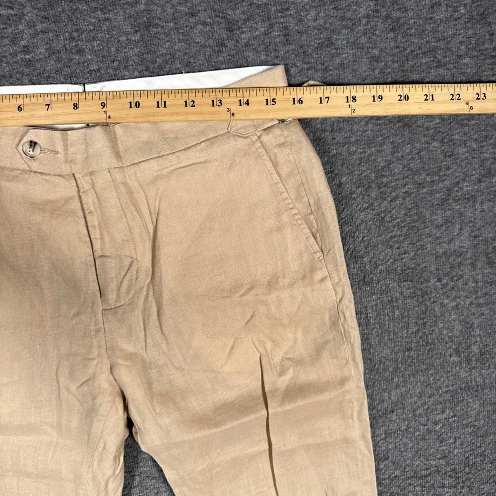 Quince Pants Mens 30x32 Driftwood Beige 100% European Linen Dress Side Tabs